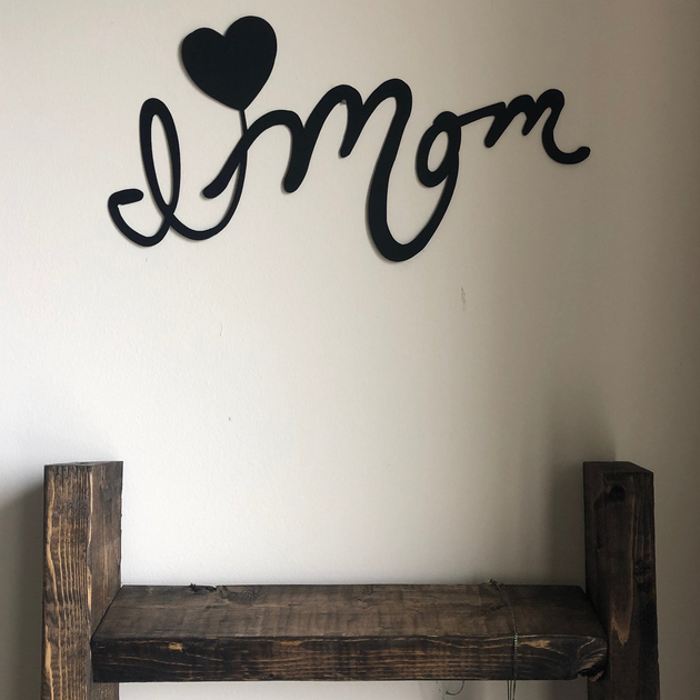 Galaxy Inspirational Wall Art Baseball mom heart cursive love support  sports family Metal Wall Art Decor Funny Gift 