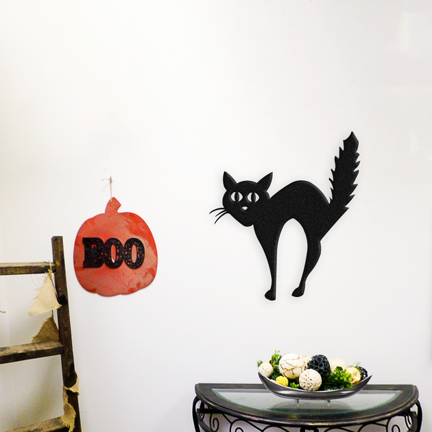  Personalized Cat Halloween Metal Wall Art With Lights